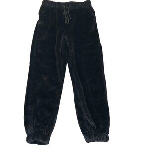 No Boundaries Girls Plush Jogger Pants Small Black Fuzzy Drawstring Cozy Casual